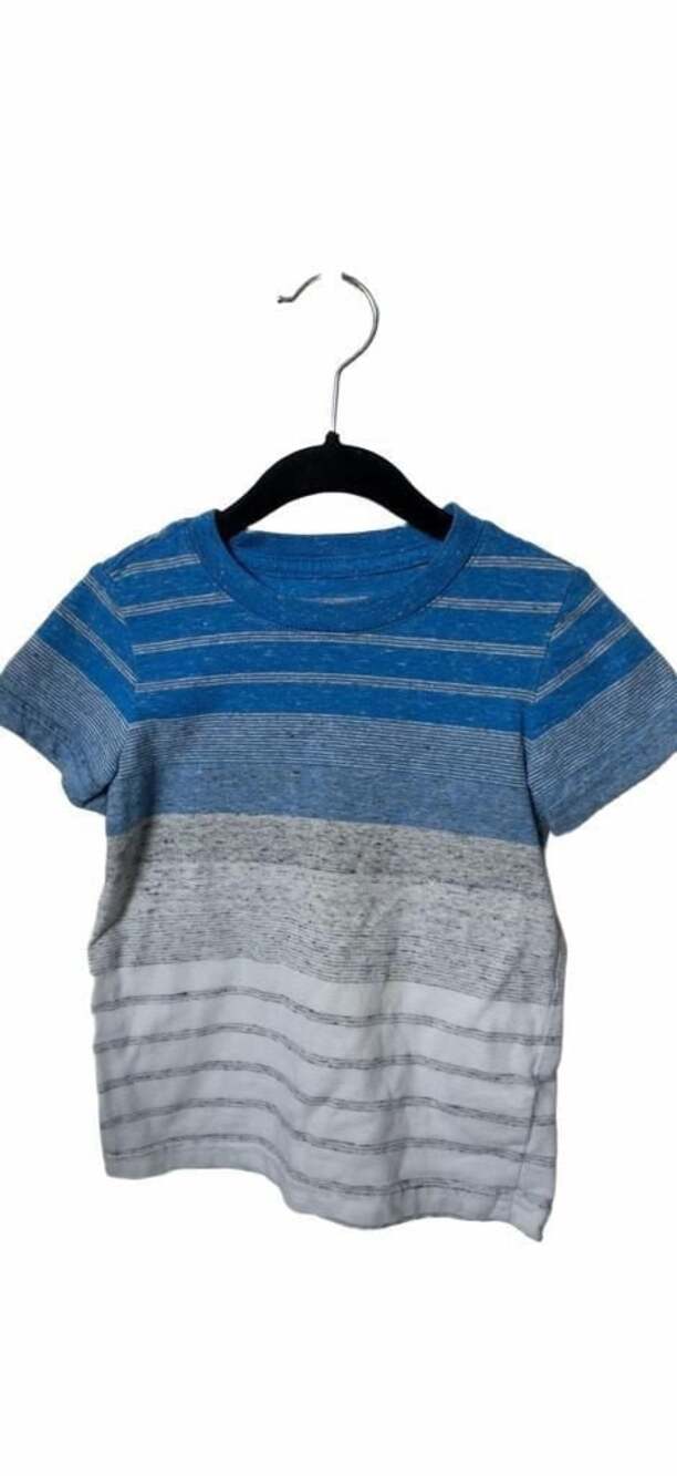 Cat & Jack Toddler Boy Blue and Grey Striped Short Sleeve T-Shirt Size 18M_K0007